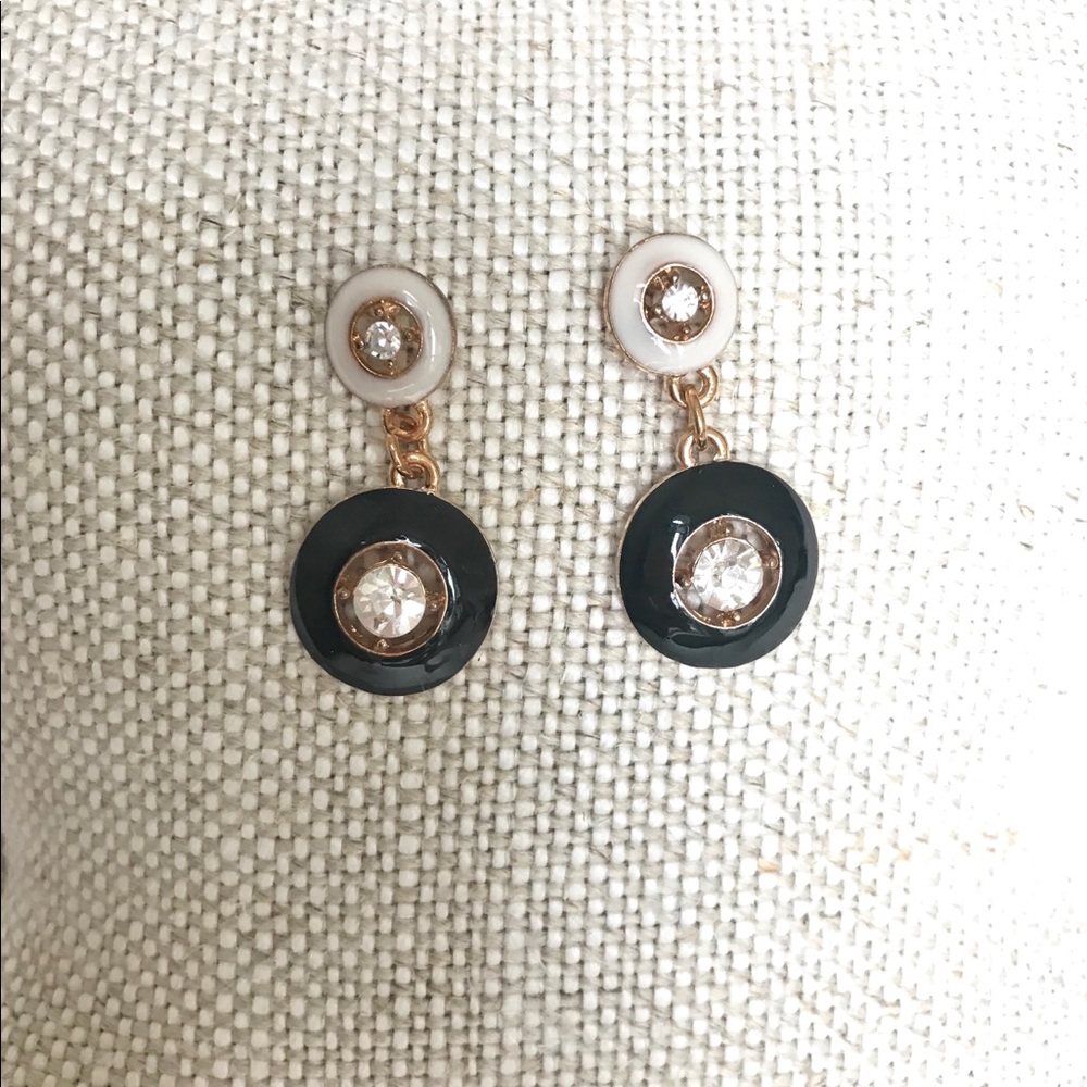 Black and white circles dangle earrings